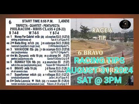 MMTCI LIVE RACING TIPS FOR SATURDAY AUGUST 31, 2024 .